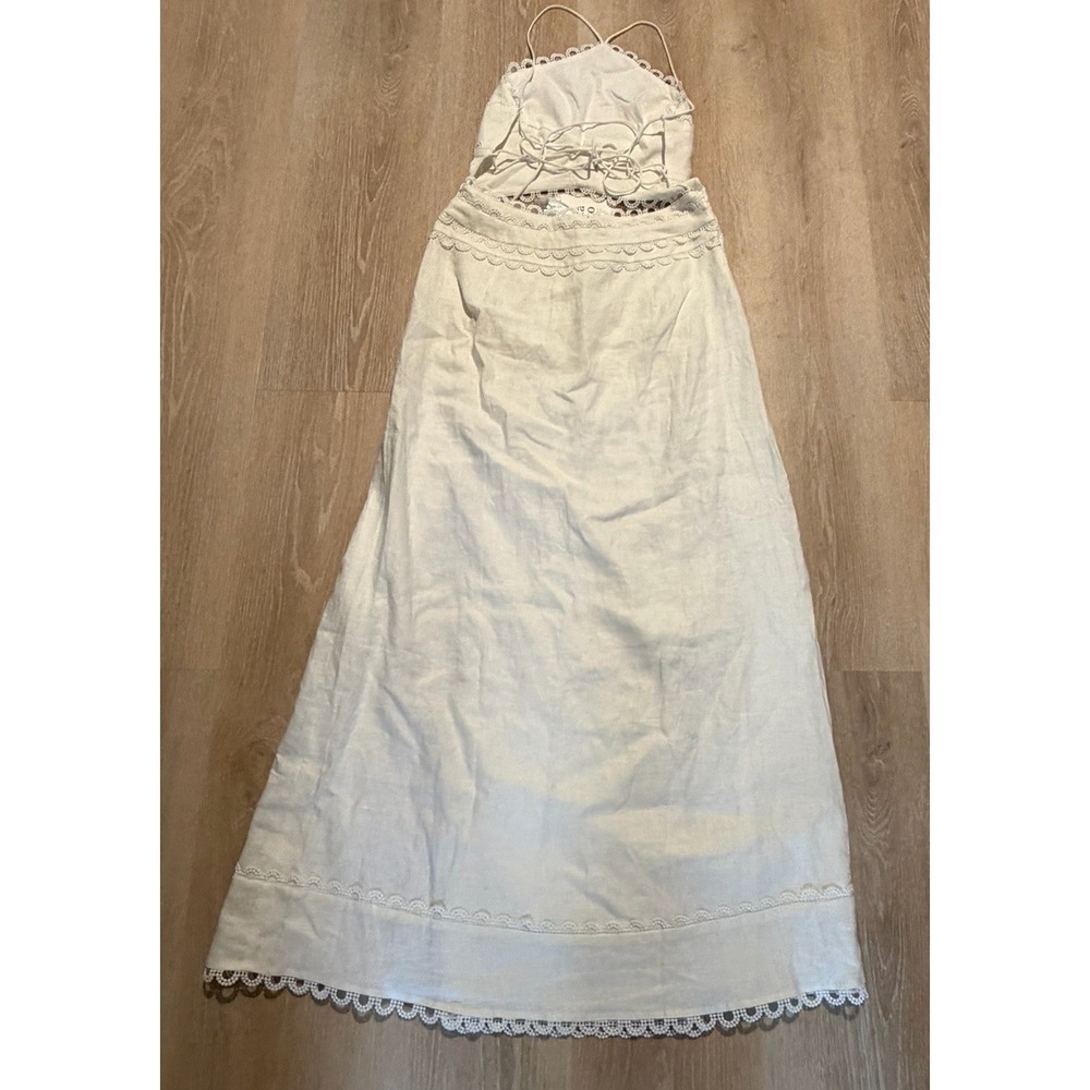 Zaco Australia White Linen Dress Runway Terra Beach Resort Halter Cutout Luxury - Picture 10 of 14